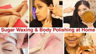 घर पर चीनी से Detan Wax बनाए पूरे शरीर से अनचाहे बाल हटाए At Home Wax से Body PolishingBeNatural [upl. by Anaerdna]