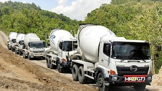 Ready Mix Concrete Mixer Truck Working On The Steep Site [upl. by Ahcsap]