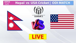 🔴Live Nepal vs USA  Nepals Match 3 of 4  ICC CWC League 2 Match Live  Nepal tour of USA Cricket [upl. by Fidelis61]