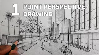 Creating Depth OnePoint Perspective Urban Drawing Tutorial [upl. by Ykvir]