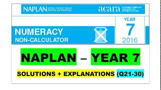 NAPLAN – YEAR 7 NUMERACY 2016 Q2130 [upl. by Sira]