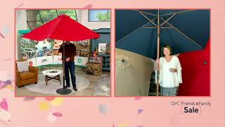 9 Crank amp Tilt Woodgrain Pole Patio Umbrella with Sunbrella Fabric on QVC [upl. by Enrahs317]