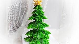 choinka origami modułowe  how to make a paper christmas tree tutorial DIY [upl. by Costanza]