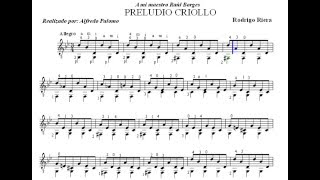 PARTITURA PRELUDIO CRIOLLO DE RODRIGO RIERA GUITARRA CLASICA [upl. by Hakym]