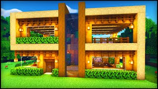 Minecraft Wooden Modern House How to build a Cool Modern House Tutorial [upl. by Mayer382]