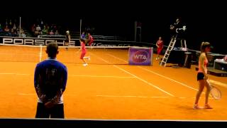 Tsvetana Pironkova vs Bethanie MattekSands service amp return game  Porsche Tennis Grand Prix 2015 [upl. by Ailongam]