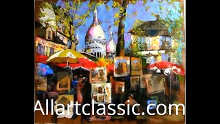 Montmartre Modern Painting  Acrylic Palette Knife [upl. by Evin]