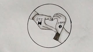 How to draw BTS logo in hand  pencil sketch  BTS Army Drawing easy Tutorial  Kpop Art video [upl. by Berl]