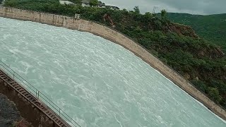 Huge Water Release Through Service Spillways From Hydro Power Dam Gates and Dam Site View [upl. by Analaf86]