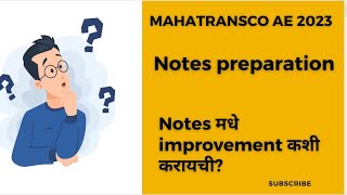 Notes preparation  MAHATRANSCO 2023  improvement in notes  short notes [upl. by Gerick668]