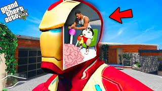 Franklin amp Shin chan Controlling Iron Man Mind in GTA 5 in Telugu [upl. by Ayotna317]