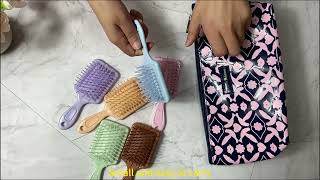 Wholesale Mini Paddle Air Cushion Wet Hair Brush Travel Detangling Brush for Baby Kids [upl. by Alden]