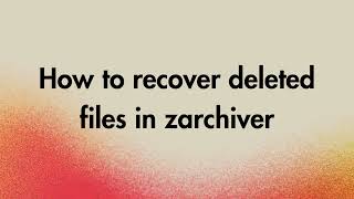 How to recover deleted files in zarchiver [upl. by Gordy]