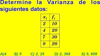 VARIANZA  PROBLEMA RESUELTO  EXAMEN DE ADMISIÓN A LA UNIVERSIDAD  ESTADÍSTICA [upl. by Asaph547]