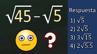 Resta de dos raíces cuadradas Reto de aritmética √45√5 [upl. by Ivy]
