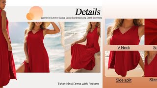 Rettygarden Womens Summer Flowy Maxi Dress  Casual Cap Sleeve V Neck Smocked Beach Sundress [upl. by Yuht747]