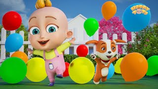 Balloon Song  Kids Playing with Balloons  Kids Songs amp Nursery Rhymes  Happy Tots [upl. by Anahsirk687]