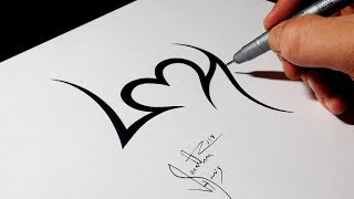 Drawing Initials L and H with a Heart Design [upl. by Noryd]