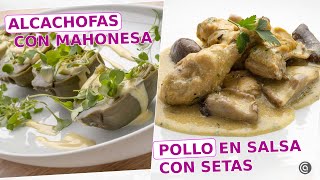 ALCACHOFAS con mahonesa  POLLO en SALSA con setas  con Karlos Arguiñano [upl. by Abdella]