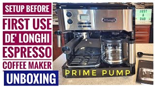 SETUP De Longhi BCO430BM All In One Combination Coffee Maker amp Espresso Machine PRIME PUMP [upl. by Solomon]