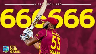 Kieron Pollard HITS Six Sixes in an Over  West Indies vs Sri Lanka  1st CG Insurance T20I [upl. by Leahkim]