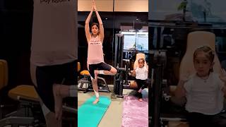 Shilpa Shetty daughter Samisha in Gym shortvideo [upl. by Namref]