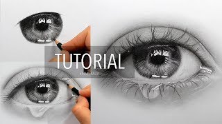 How to draw shade a realistic eye with teardrop  Step by Step Drawing Tutorial [upl. by Efinnej138]