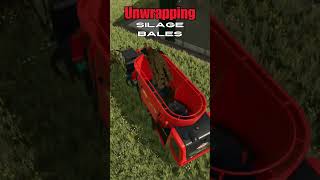 Farming Simulator 22 Unwrapping Silage Bales farmingsimulator22 fs22 shorts [upl. by Eitnom]