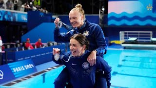 Sarah Bacon and Kassidy Cook of USA win silver in diving women’s synchronised 3m springboard at Olym [upl. by Mij]