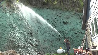 Hydroseeding extreme slopes Steep cut bank [upl. by Gerita]