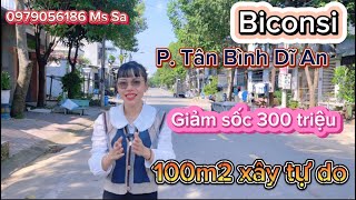 Giảm sốc 300triệu lô đất Kdc Biconsi Đà Lạt 2 Dĩ An 100m2 xây tự do Ngộp bank [upl. by Noid]