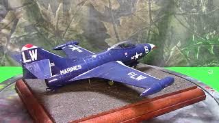 Built HobbycraftTrumpeter 148 F9F2 Panther Korean war jet [upl. by Kreindler622]