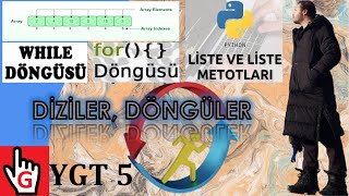 YAZILIM GELİŞTİRME TEKNOLOJİLERİ DERS 5  PYTHON DİZİLER LİSTELER DÖNGÜLER FOR WHILE ÖRNEKLER [upl. by Idola]