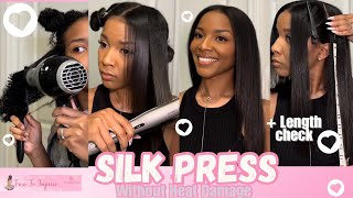 HOW TO SILK PRESS NATURAL HAIR AT HOME WITHOUT HEAT DAMAGE  Tress to Impress [upl. by Naomi]