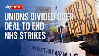 Unions divided over deal to end NHS strikes [upl. by Hnahk]