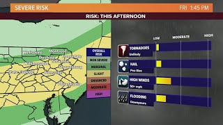 Severe weather outlook for Friday  Stormtracker 16 Weather [upl. by Hnahk]