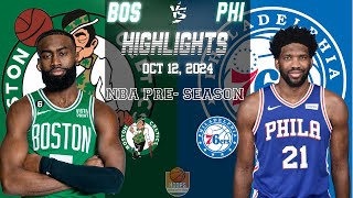 Philadelphia 76ers vs Boston Celtics Q1 Highlights  October 12 2024  NBA Pre Season [upl. by Retsek]