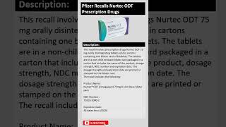 Pfizer Recalls Nurtec ODT Prescription Drugs [upl. by Lanrev]