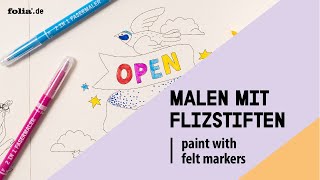 Einfache Maltechniken mit Filzstiften I Simple painting techniques with felt pens [upl. by Ahsinet]