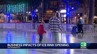 Downtown Sacramento ice rink opens giving boost to businesses [upl. by Reilly]