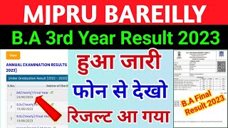 Mjpru BA final Result 2023  mjpru BA 3rd Year Result 2023  Declared  mjpru result 2023 ba final [upl. by Ainad]