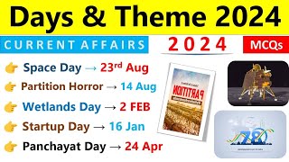 Days amp Themes 2024 Current Affairs  2024 Days amp Theme Current Affairs  NTPC SSC GD State PCS [upl. by Annawal]