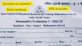 Summative Evaluation 1 202425 Class 9th Math Question Paper and Answers [upl. by Euk]