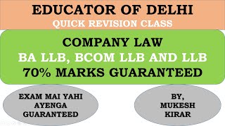 COMPANY LAW CRASH COURSE REVISION CLASS 2 II IMPORTANT QUESTIONS WITH ANSWER DISCUSS II BA LLB [upl. by Nolie699]