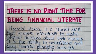 There is no right time for being financial literate Essay in EnglishCBSE 2nd expression series 2024 [upl. by Hsiwhem]