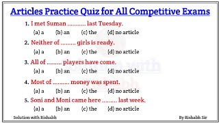 Articles A An The questions  Articles A An The in English Grammar  Articles Practice Set Exercise [upl. by Abbott936]