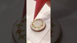 Wreath cookie christmascookies royalicing holidaycookies sugarcookies [upl. by Sheline]