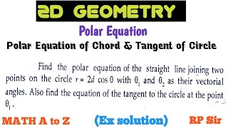 Polar equation of straight line joining two points on the circle r2dcos with 1 and 2 as their [upl. by Enehpets]