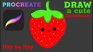 Procreate Tutorial Step by Step  Draw a cute Strawberry with only 1 Brush [upl. by Hsirrehc]