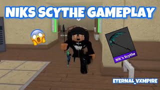 Using the Niks Scythe in Murder Mystery 2 RAREST KNIFE [upl. by Sparkie148]